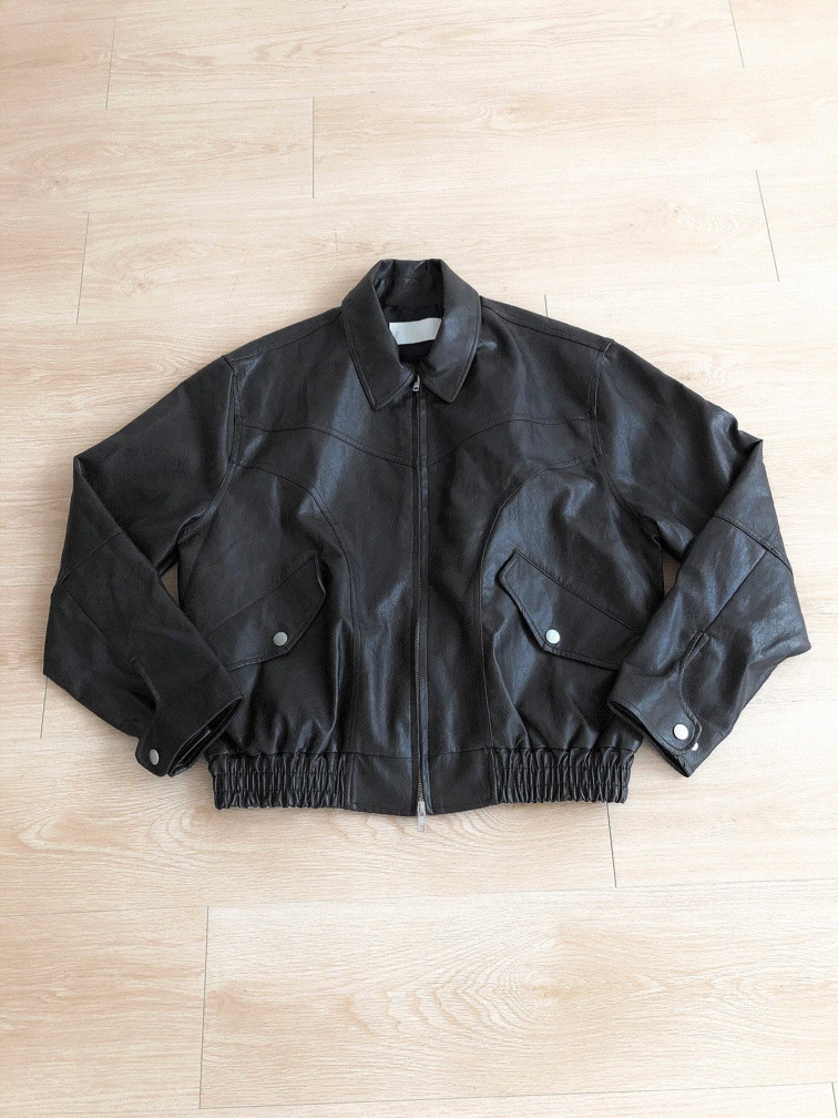 Khaki brown leather jk(레더자켓/오버핏/44-66추천)