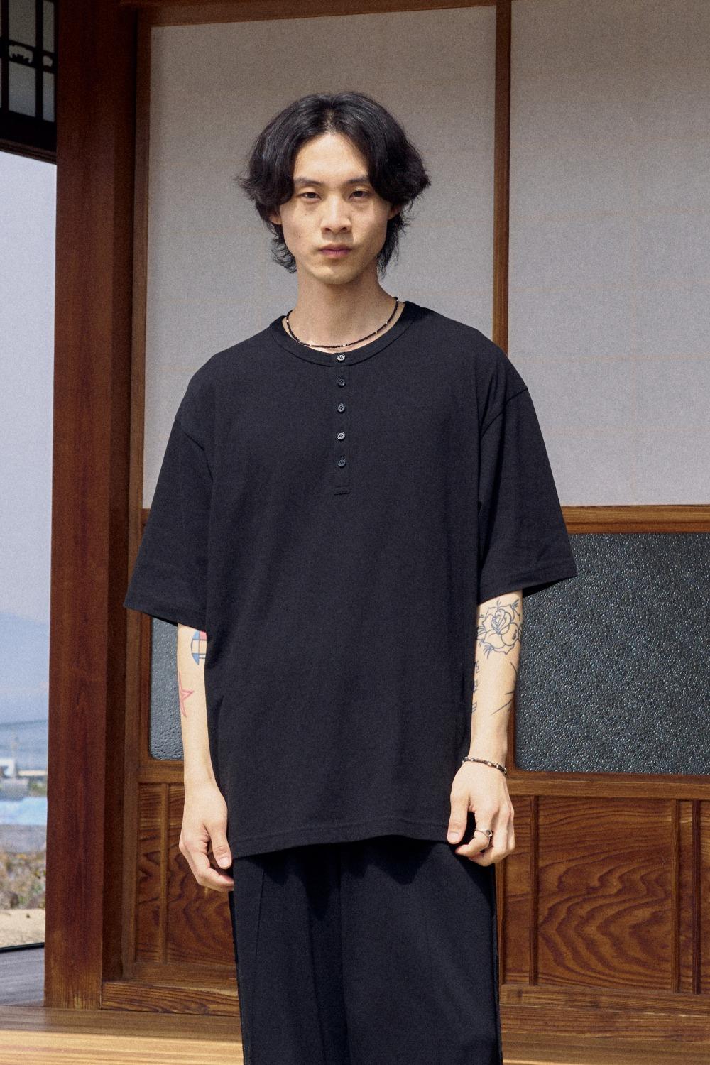 Henley Neck H/S T-shirt