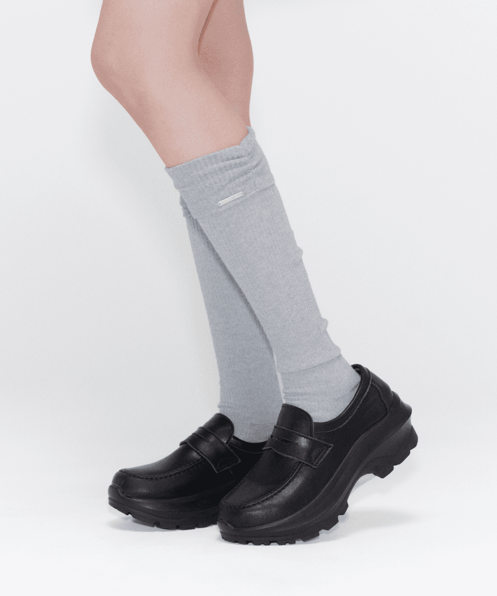 Shirring knee socks GREY