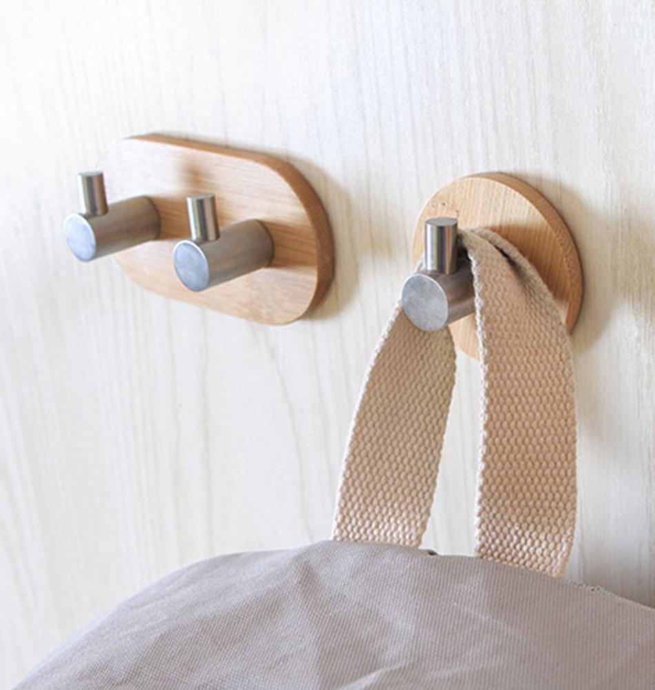 원목 모자 걸이 가방 후크 벽옷걸이 접착식 우드 열쇠 마스크 다용도