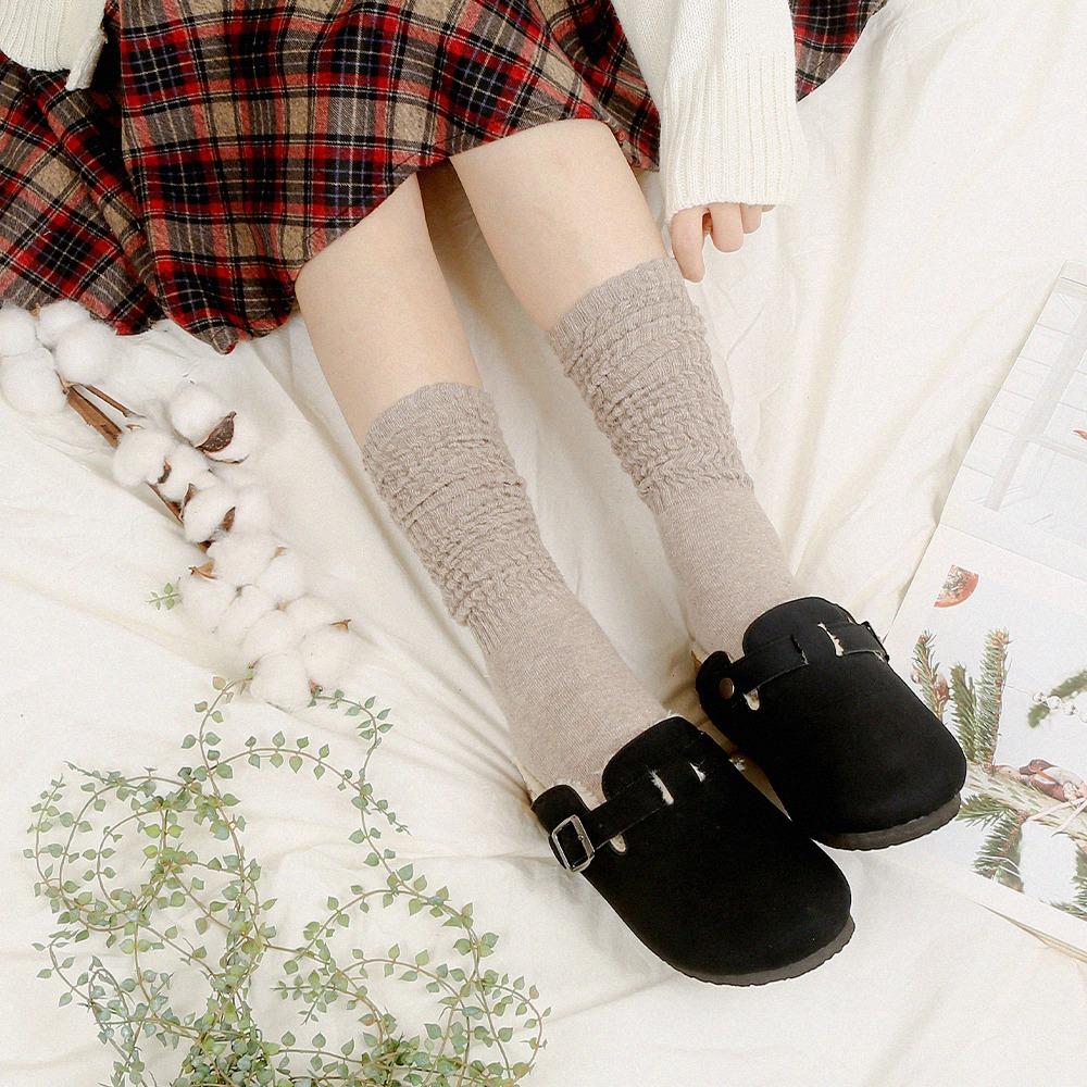 U911 따뜻한 도톰 코지 골지 니트 롱 레그 워머 더블쿠션 156N 더블코튼 긴 양말 여자 보온 수족냉증 수면양말