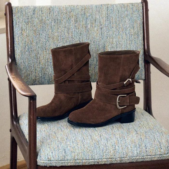 5Colors_핸드메이드 카우레더 3way 버클 미들 부츠 천연가죽 ver. I KM269