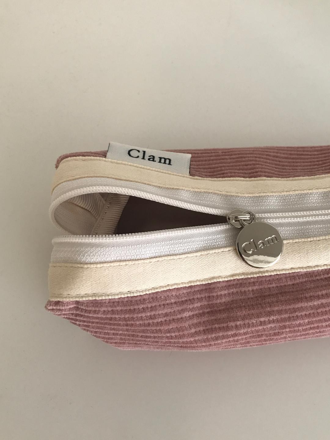 Clam round pencilcase _ Corduroy warm pink