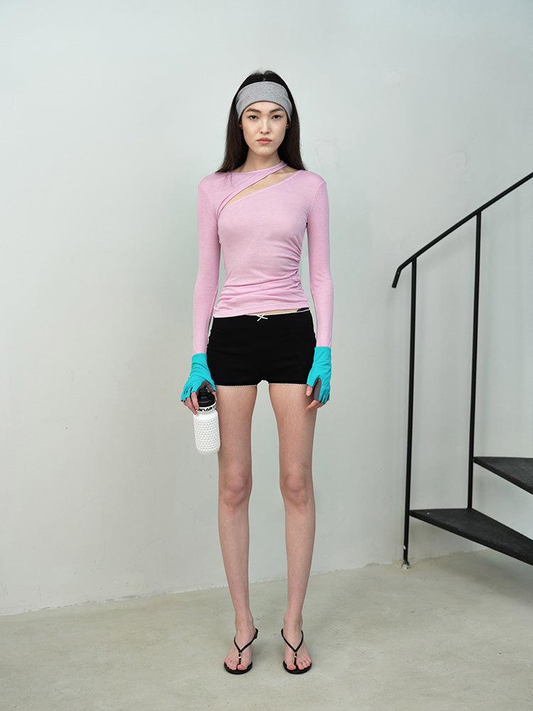 Detachable Asymmetrical Tencel Top - S / PINK