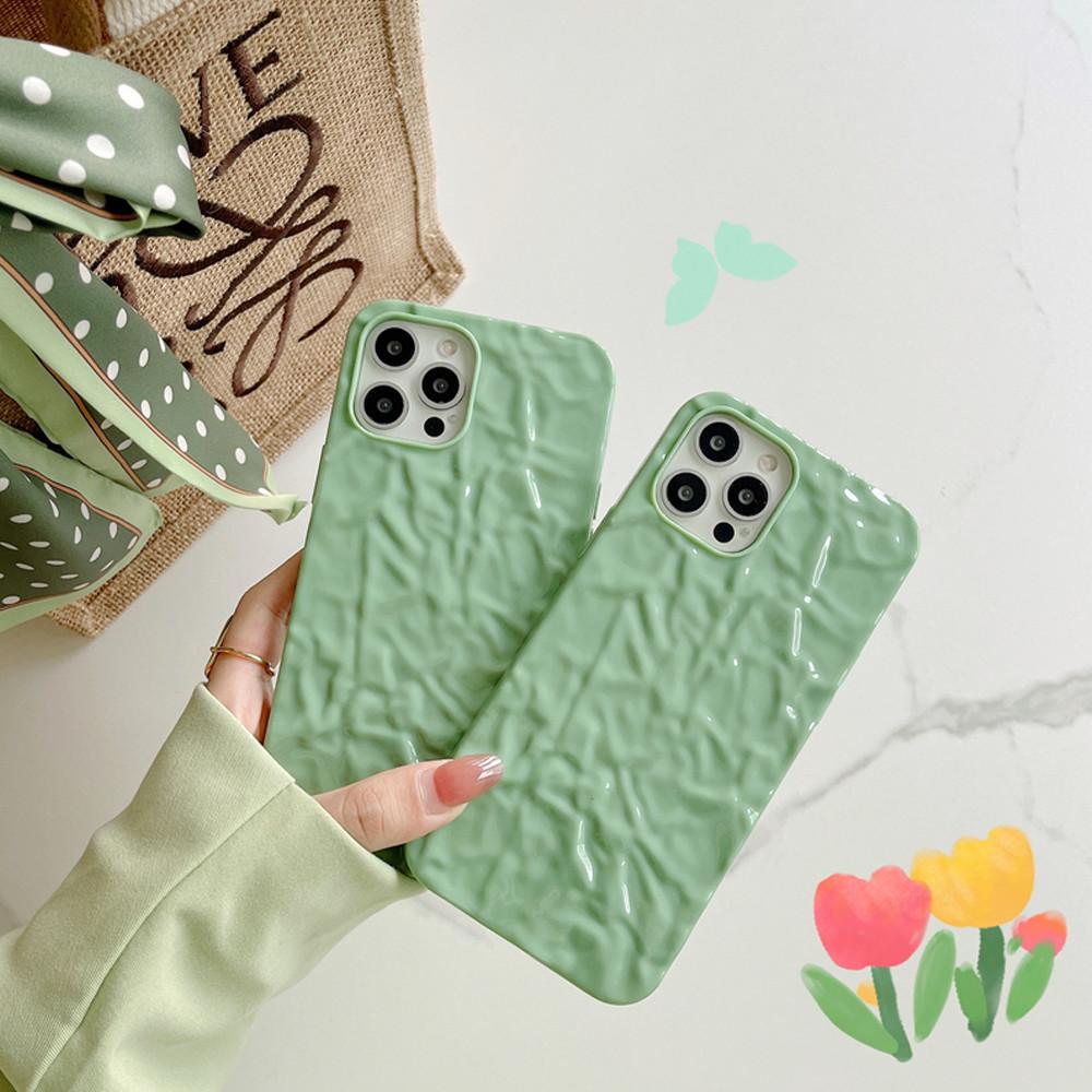 상큼한 민트 녹차 여름 구겨진 호일 아이폰 케이스 힙한감성 독특한 반짝 핸드폰 폰케이스