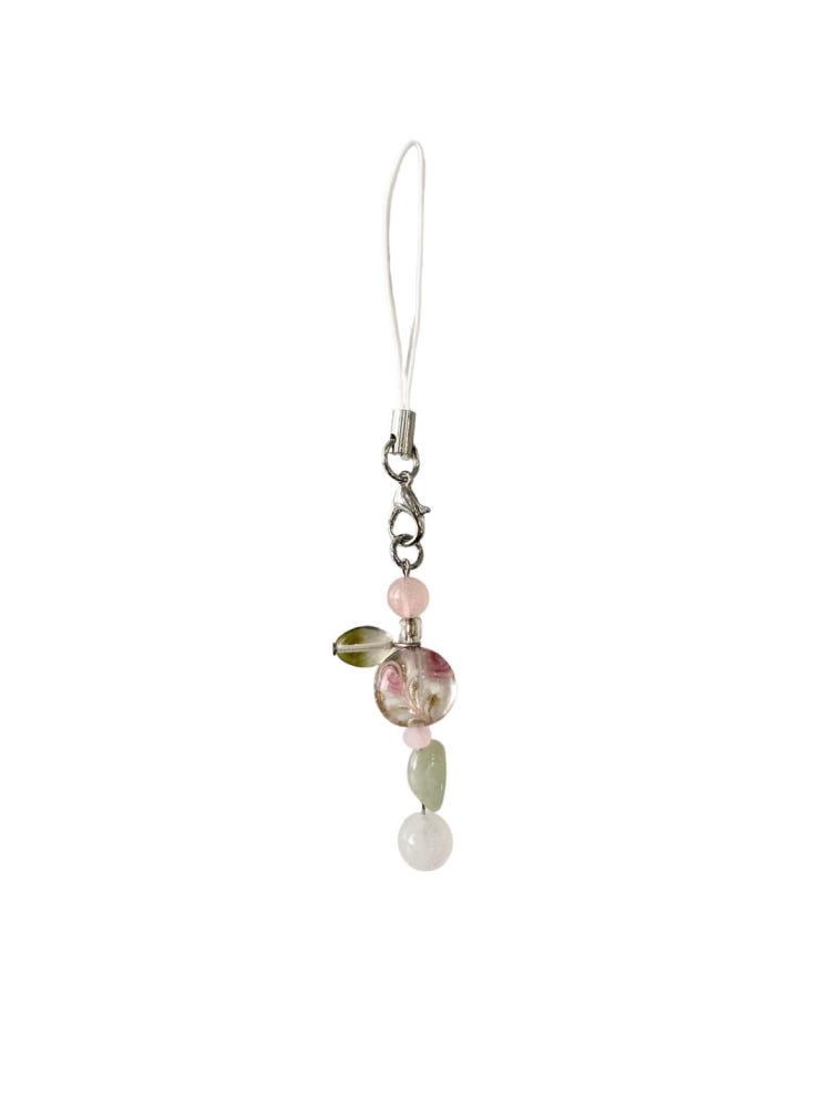 봄꽃 원석 비즈 키링 , Spring Flower gemstone Beads Keyring