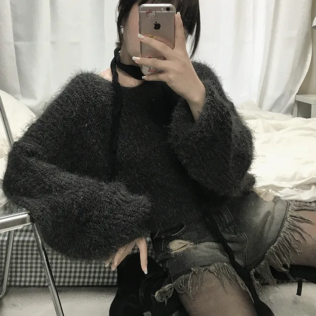 6col! [촉촉부들] Milk loose wide neck sweater.