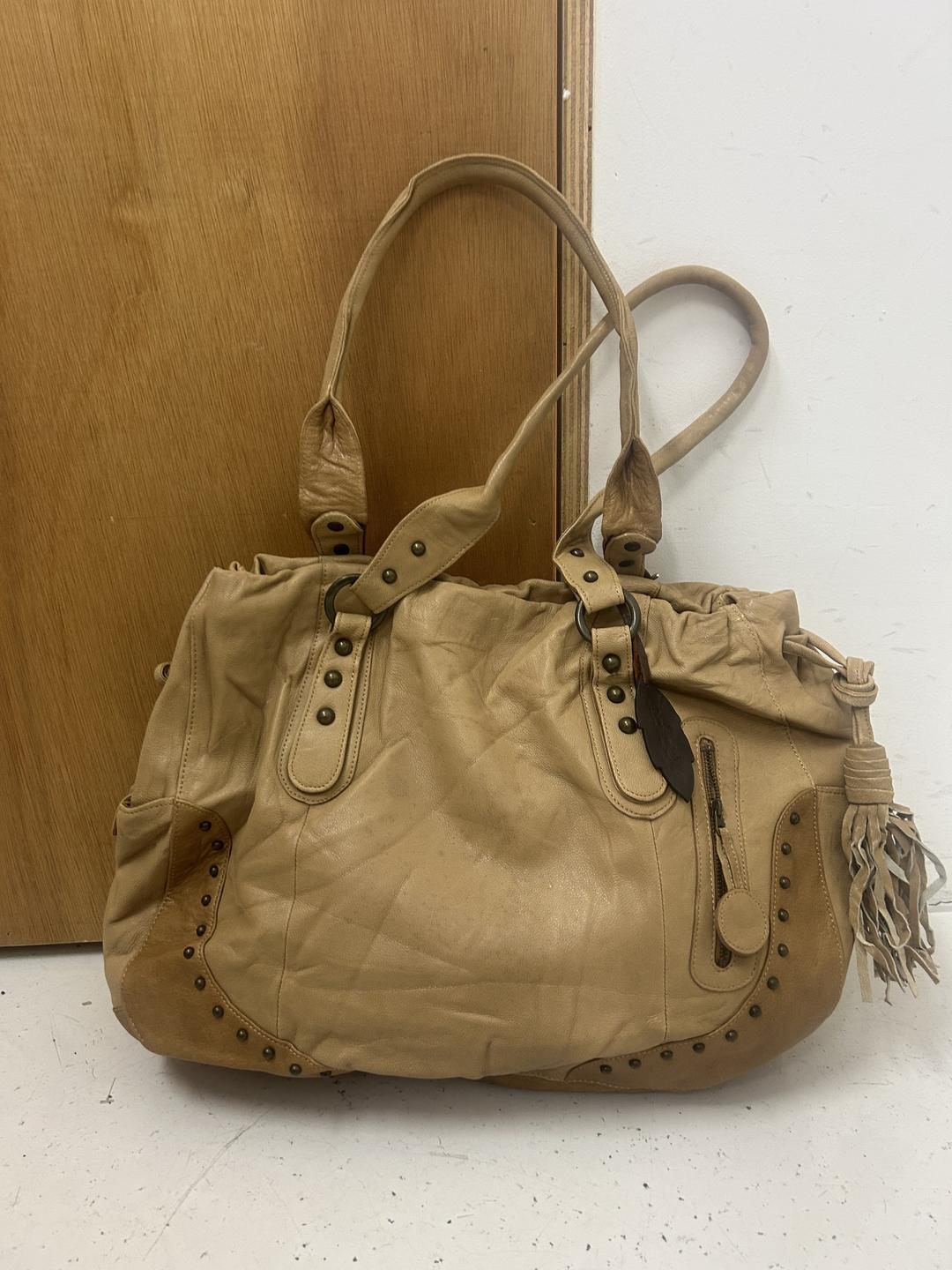 Vintage Leather Stud Shoulder Bag