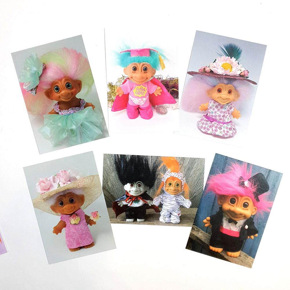 행운의 트롤 엽서-커스텀 시리즈(드레스)/다이어리 꾸미기/  '80s 레트로 /인테리어 소품/행운상징/