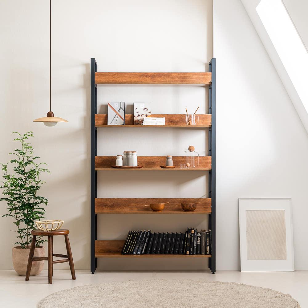 올리버 철제 책장 블랙 발리오크 1200 높은 5단 선반