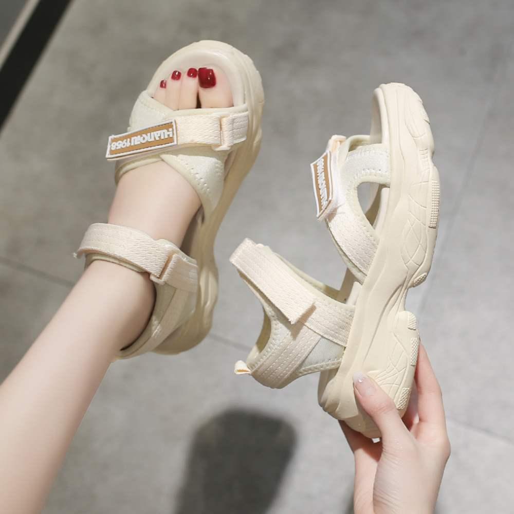 (당일배송) 나디블 6cm 어글리 벨크로 키높이 통굽 샌들 2color