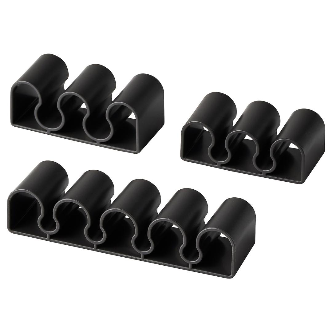 KALKSTUFF Kabelhalter, 3er-Set - dunkelgrau