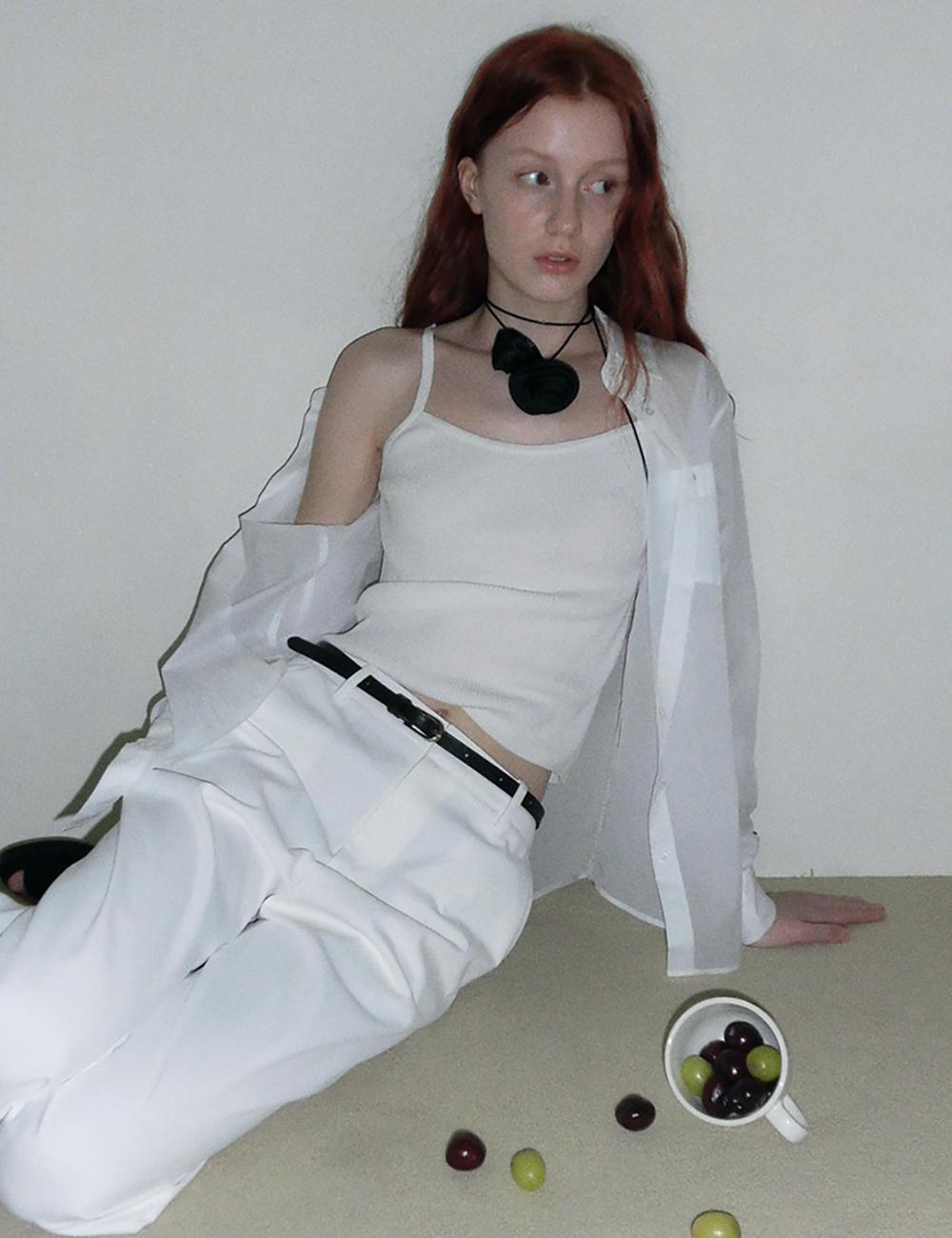 글로우 시스루 셔츠 화이트 MDSH014WHITE