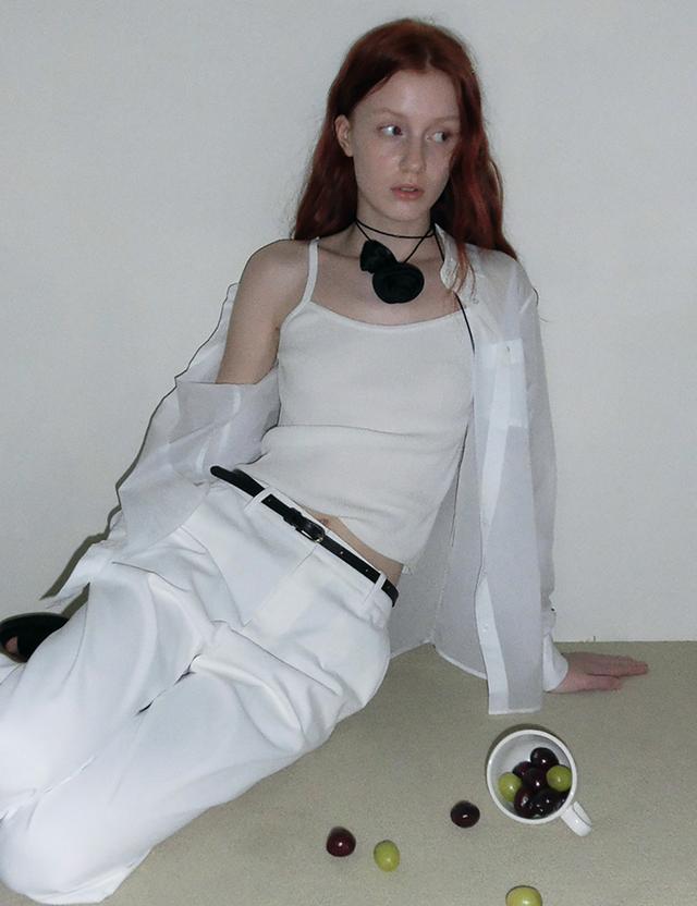 글로우 시스루 셔츠 화이트 MDSH014WHITE