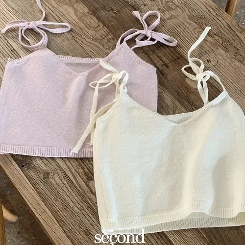 [레이어드룩🤍] 유테 봄 여름 리본 크롭 파스텔 뷔스티에 나시 니트 (3color) 수학여행/여름옷/벚꽃/핑크/봄신상/봄코디/봄옷