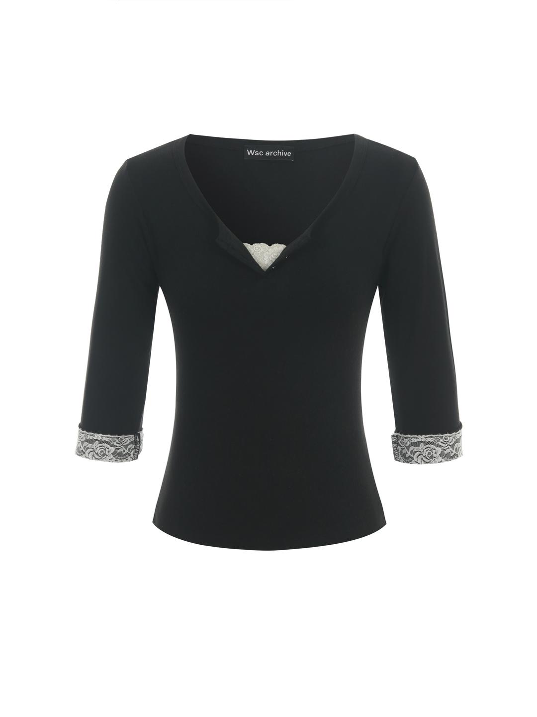 [1st Restock] Lace hidden button Tee 001