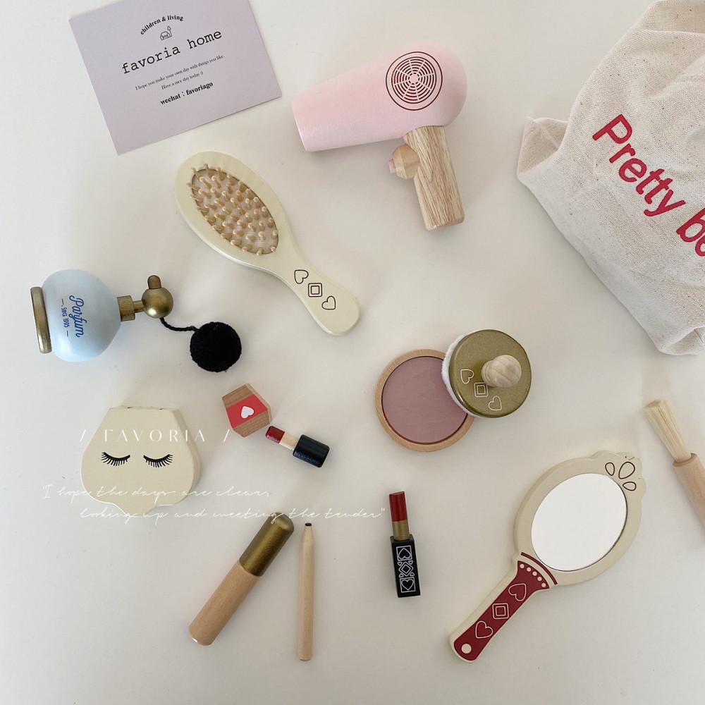 루스빈 원목 핑크 화장품 도구 세트 촬영 소품 인테리어 소품