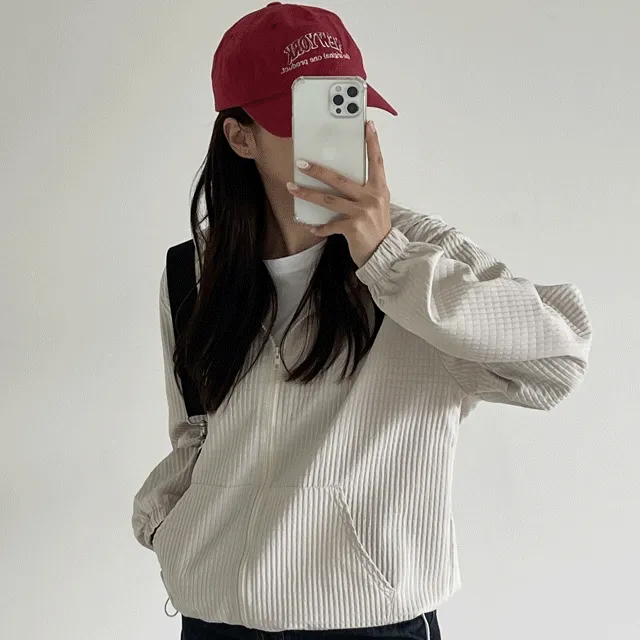 미느 엠보 후드 집업