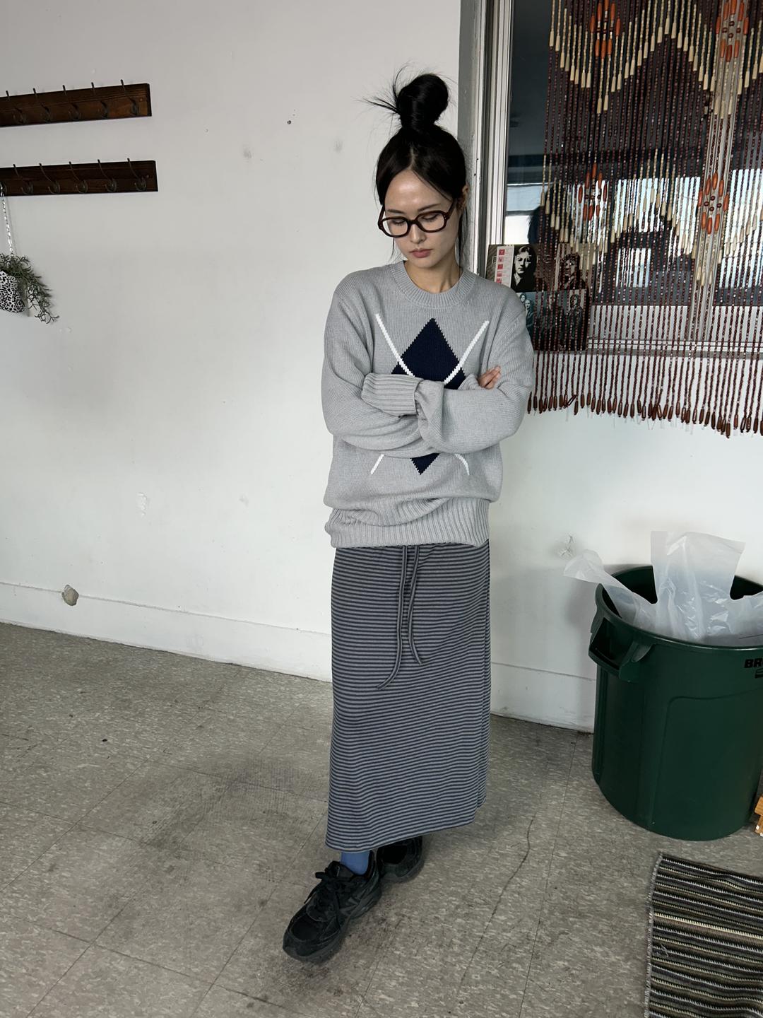 chili stripe vintage long skirt