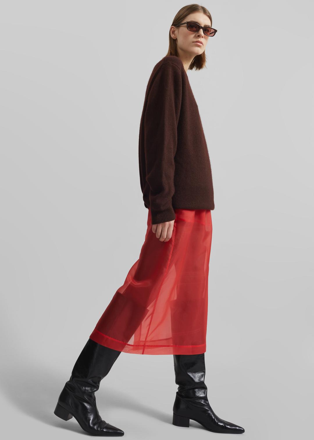 Peri Sheer Midi Skirt - Red - XS