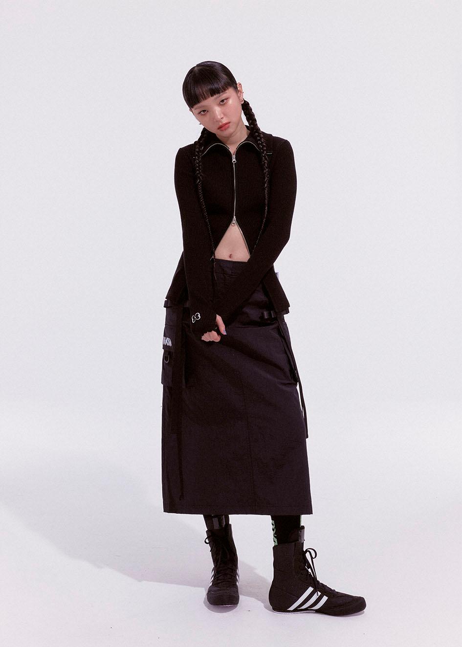 BUTTERFLY  KNIT ZIP UP _ BLACK