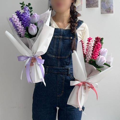 [동영상 제공] 모루 철사 공예 라벤더 & 튤립 꽃다발 DIY 패키지