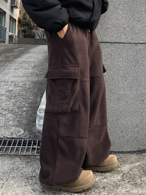 플리스 절개 카고 팬츠