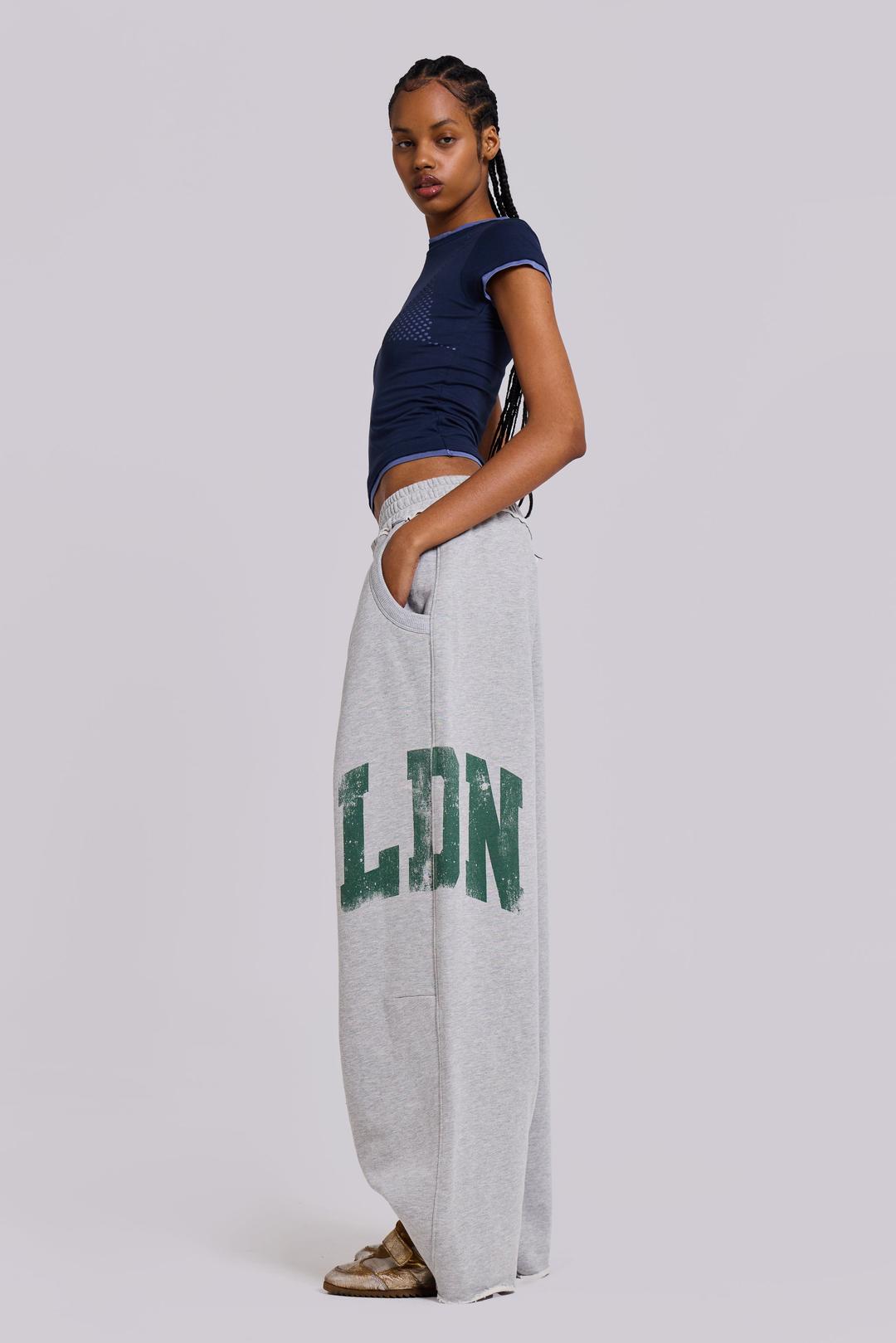 LDN Print Grey Marl Monster Joggers - XS / Grey/Green