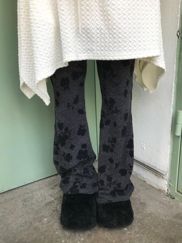 FLOWER BOOTCUT KNIT PT (CHARCOAL / BROWN)