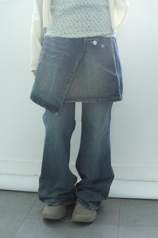 denim wrap skirt + pants set