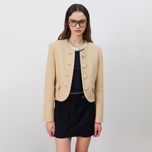 24 Spring_ Vinatage Custard Boucle Blazer