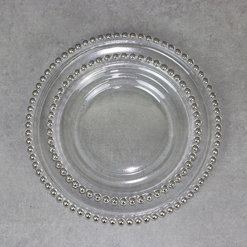 실버 유리 원형접시 소 플레이트 디저트 접시
