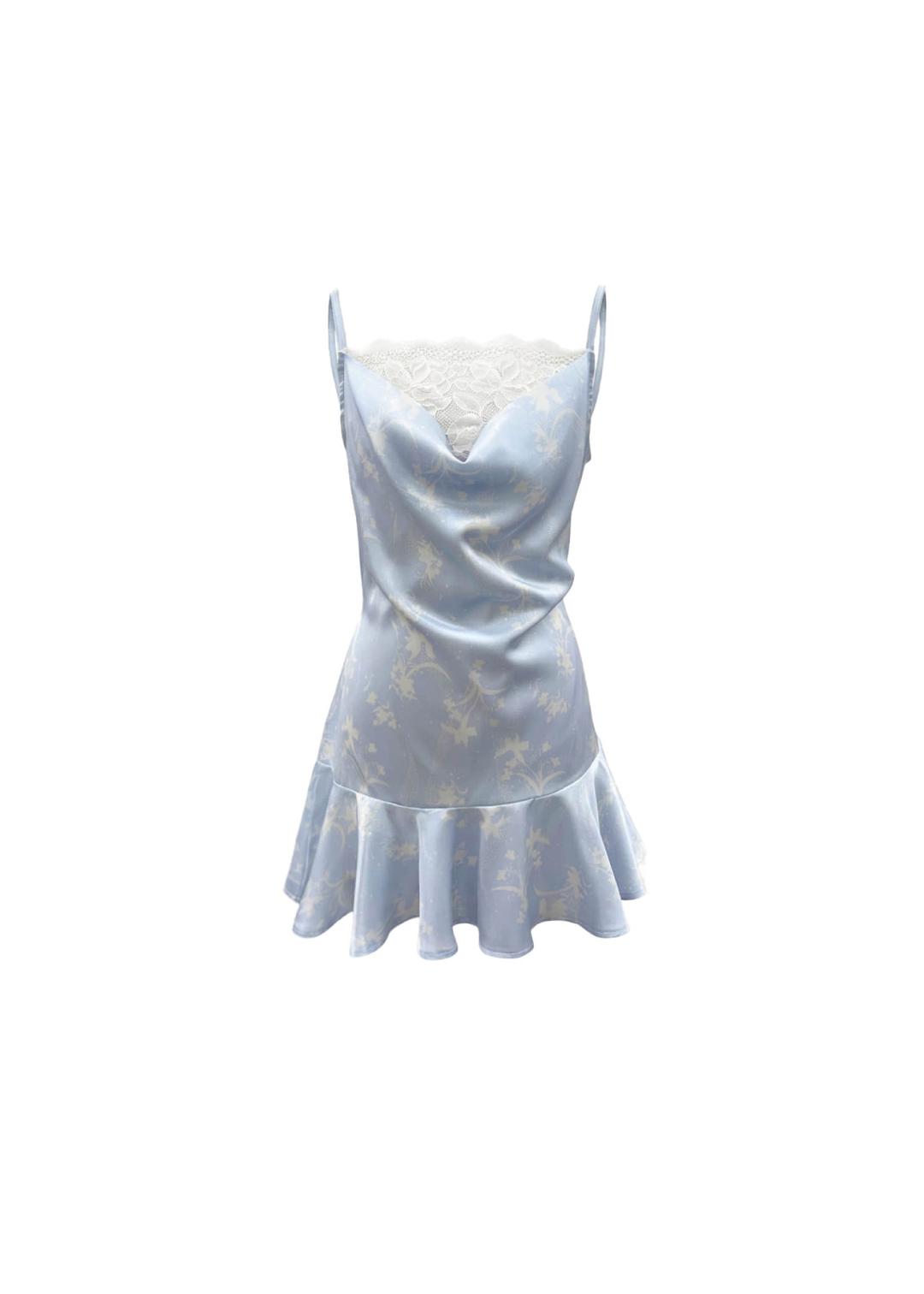 Glow lace cowl dress (Baby blue)