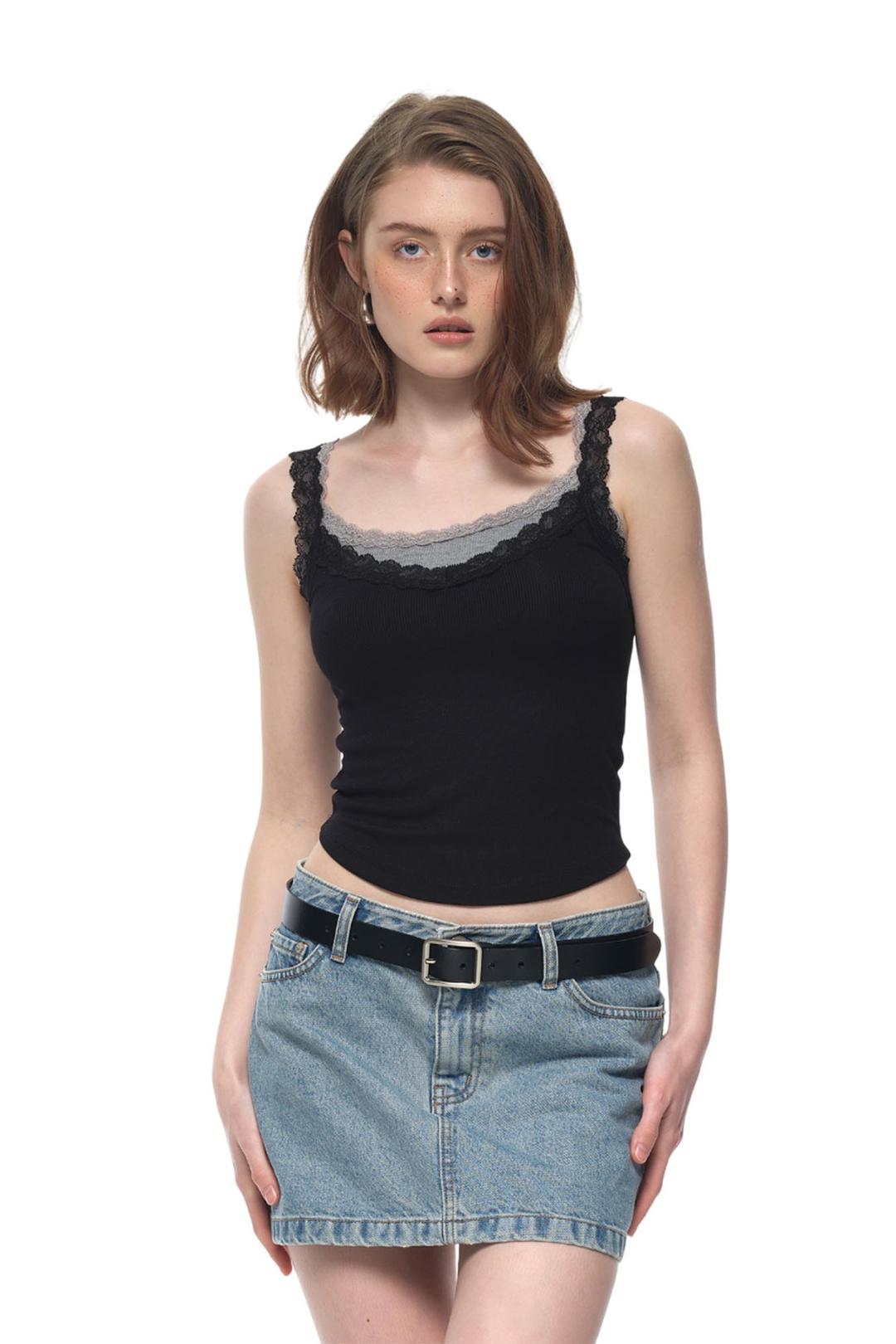 LAYERED LACE CAMI-TOP (BLACK)