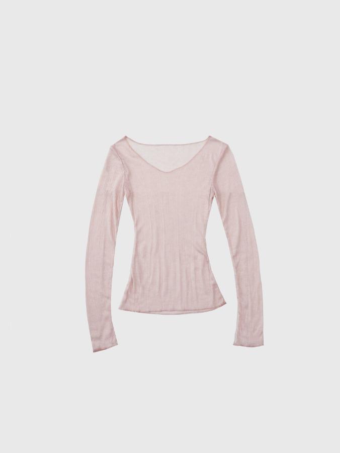 프롬뮤즈 sheer wool v neck t-shirt