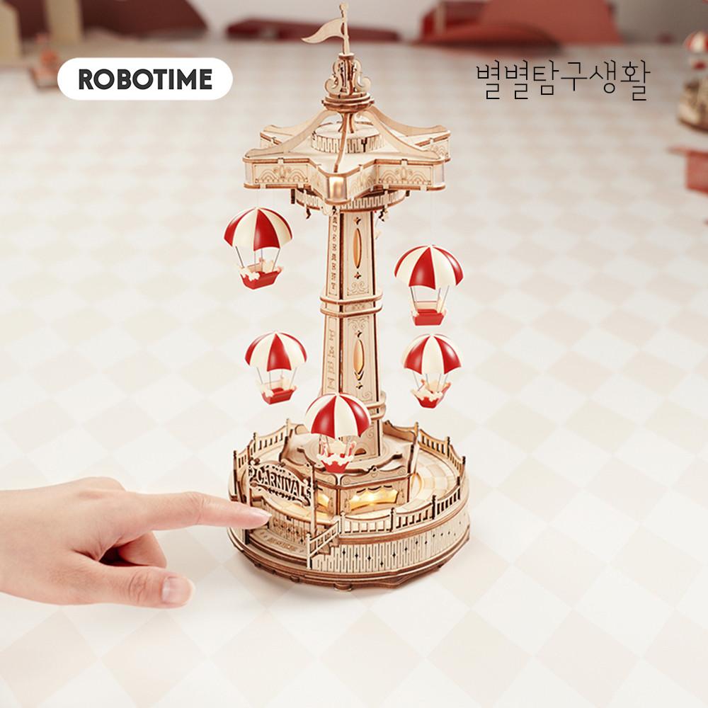 한글설명서 로보타임 낙하산타워 EA01 우드 퍼즐 놀이공원 ROKR