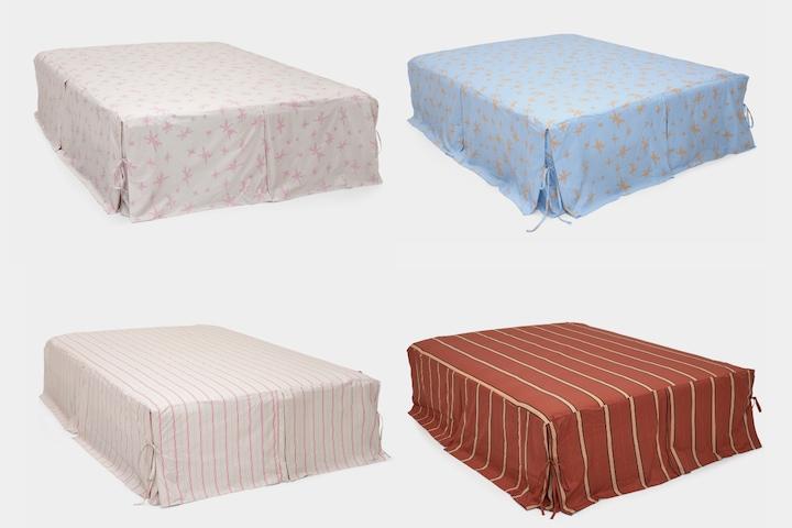 고밀도 순면 패턴 맞주름 리본 베드스커트 4colors 3size