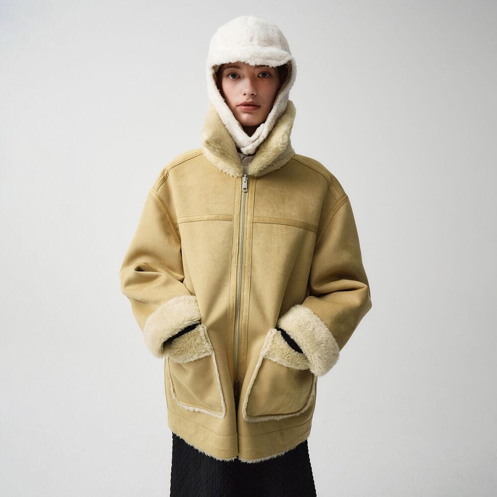 W REVERSIBLE SHEARLING JACKET beige