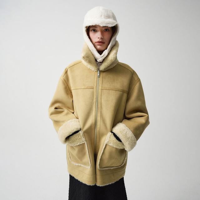 W REVERSIBLE SHEARLING JACKET beige