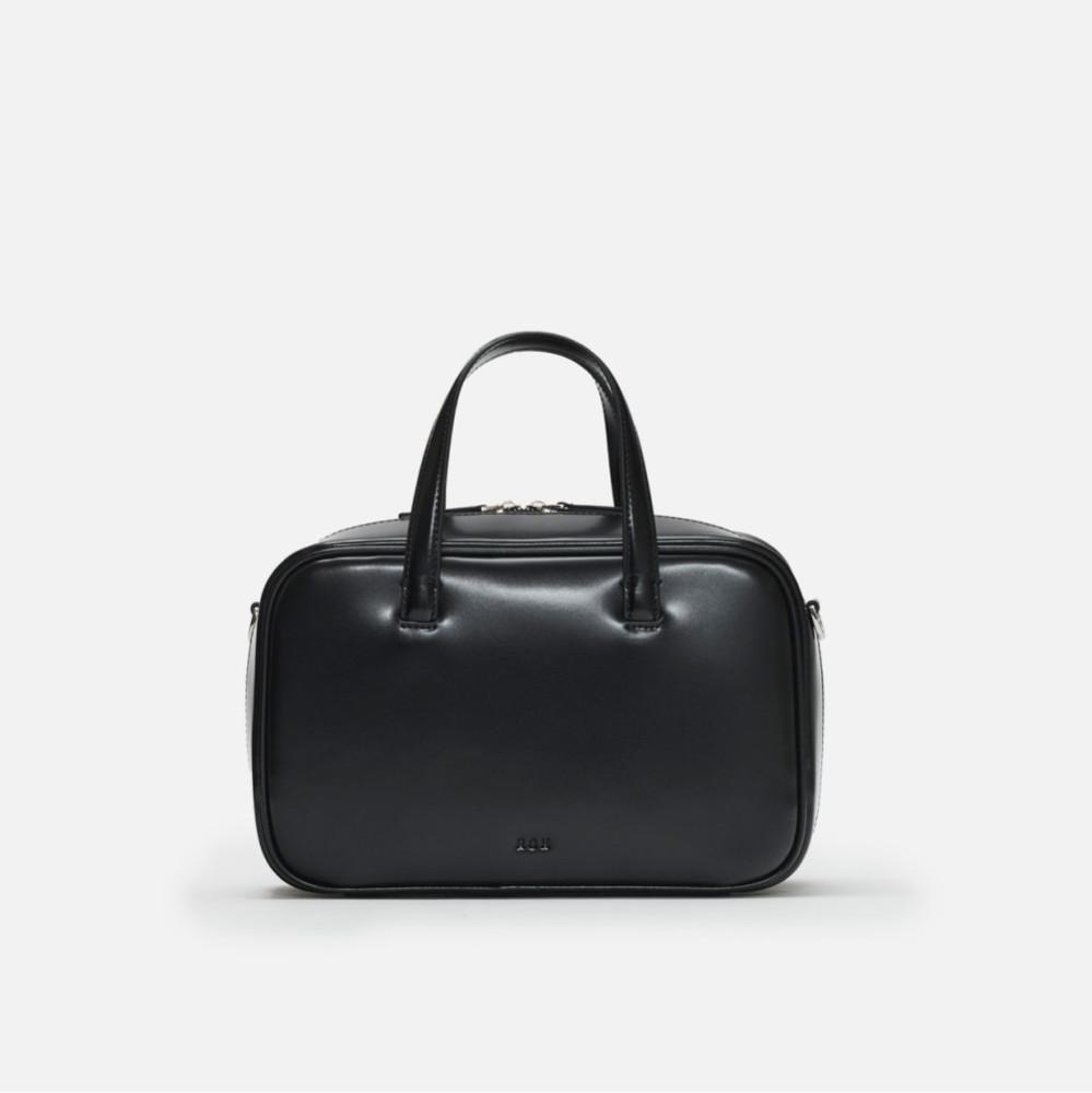 Medium Tin square tote bag Glossy black