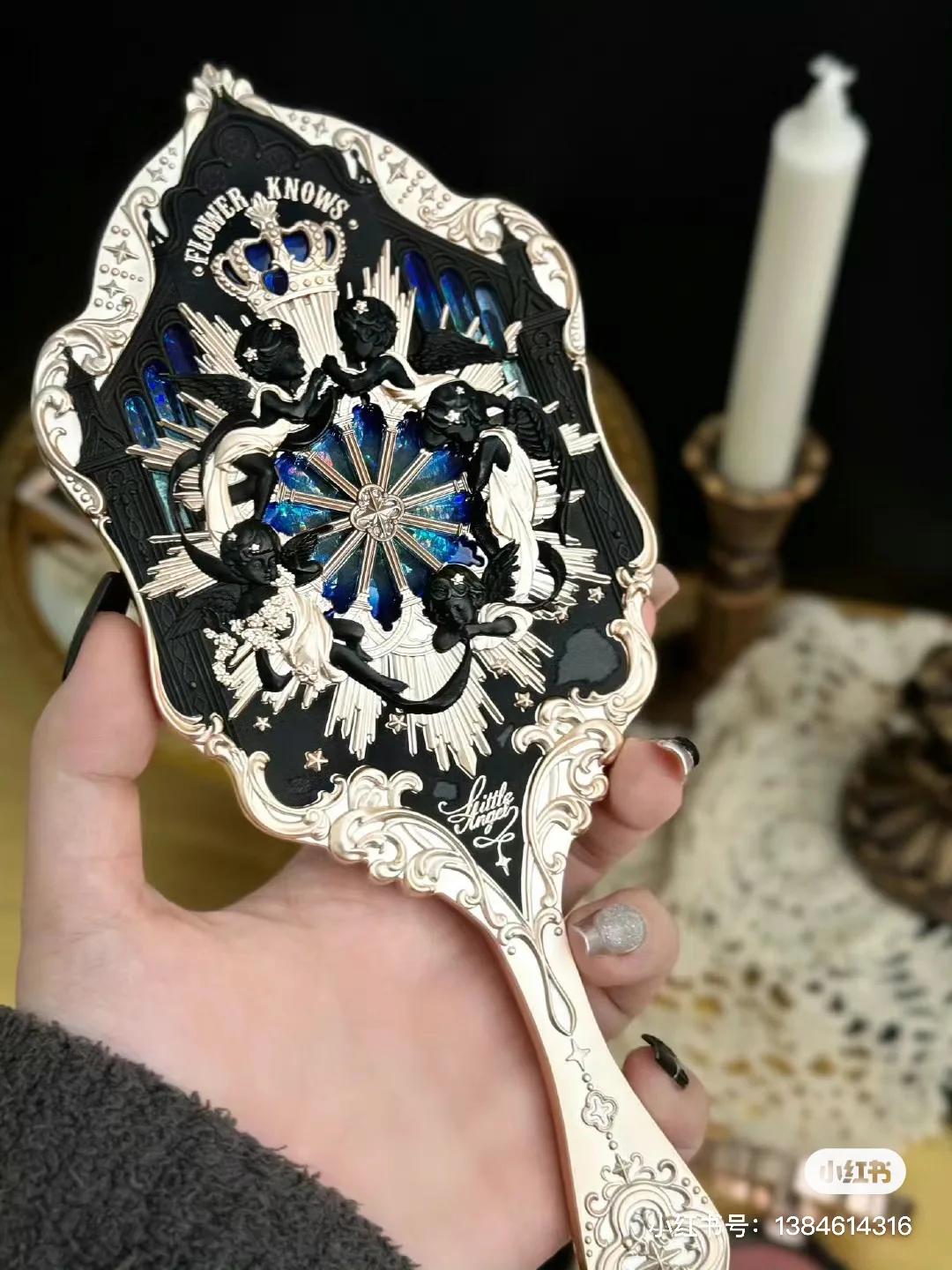 플라워 노즈 핸드 헬드 미러 리틀 엔젤 백조 발레 컬렉션, 화이트, 블루, 핑크, 요정 메이크업