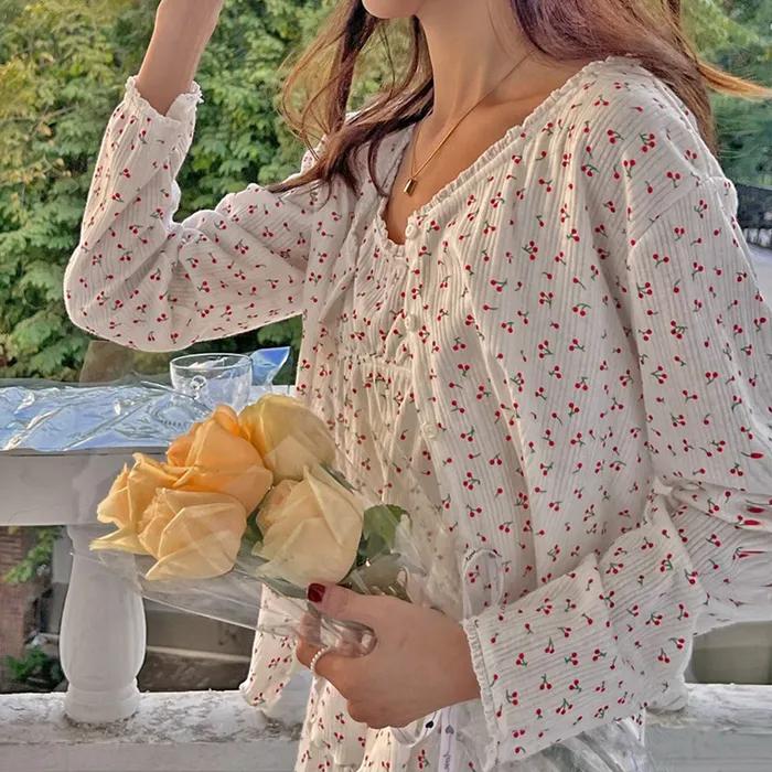 [캡내장] 레드체리 3pcs 민소매 가디건 상하세트 파자마 잠옷