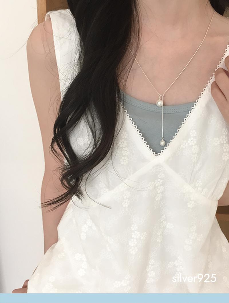 slide pearl necklace (silver925)