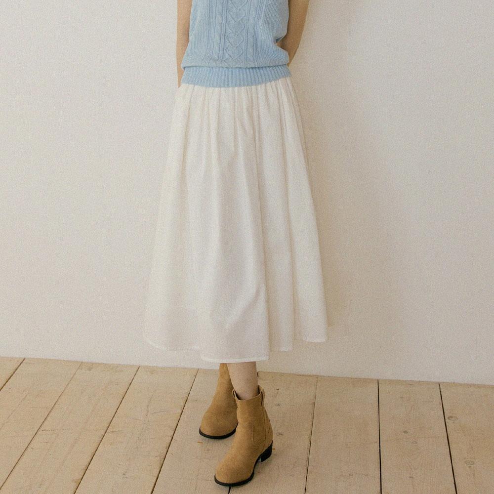 rayon blended shirring skirt (2color)