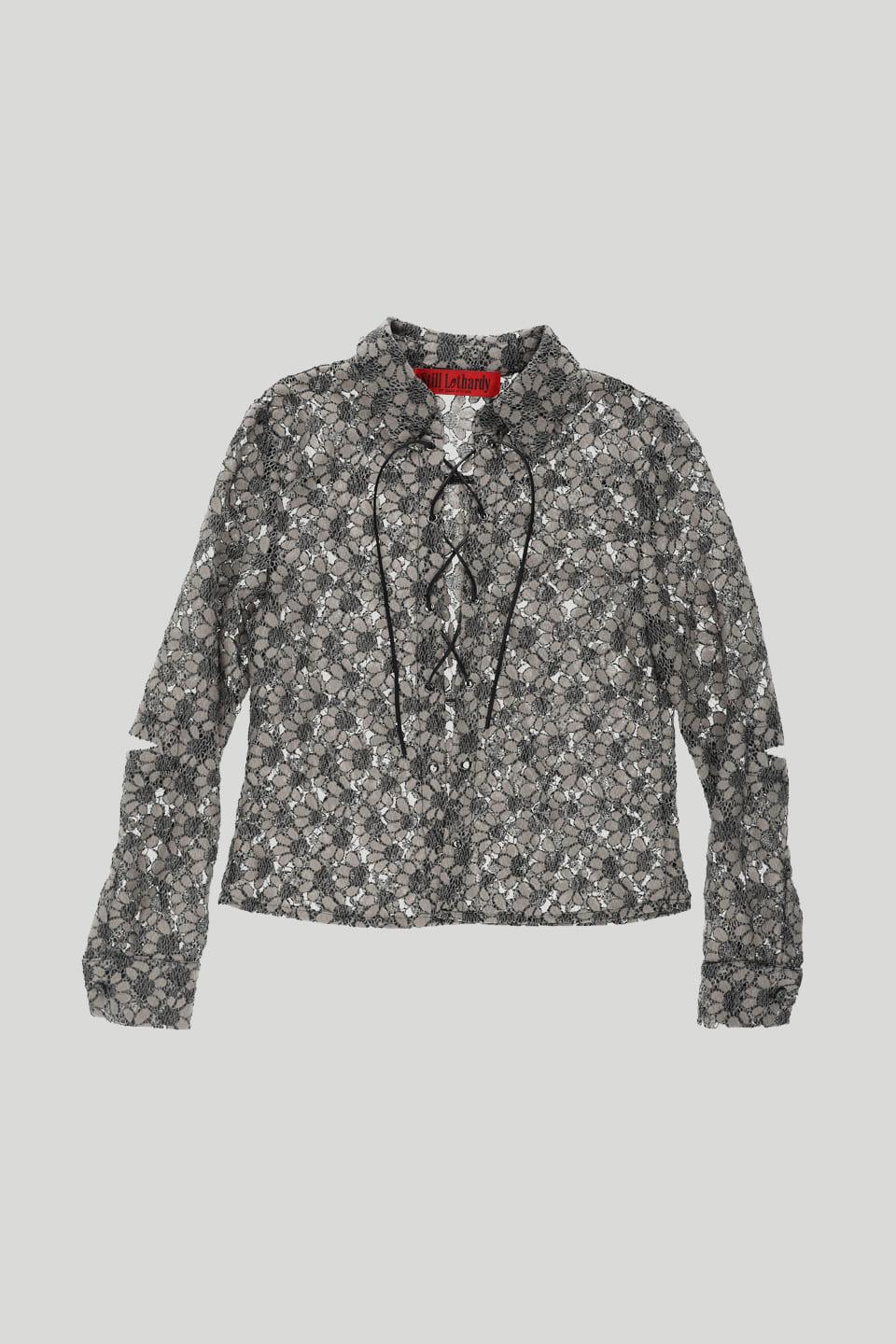 LACE-UP LACE SHIRT