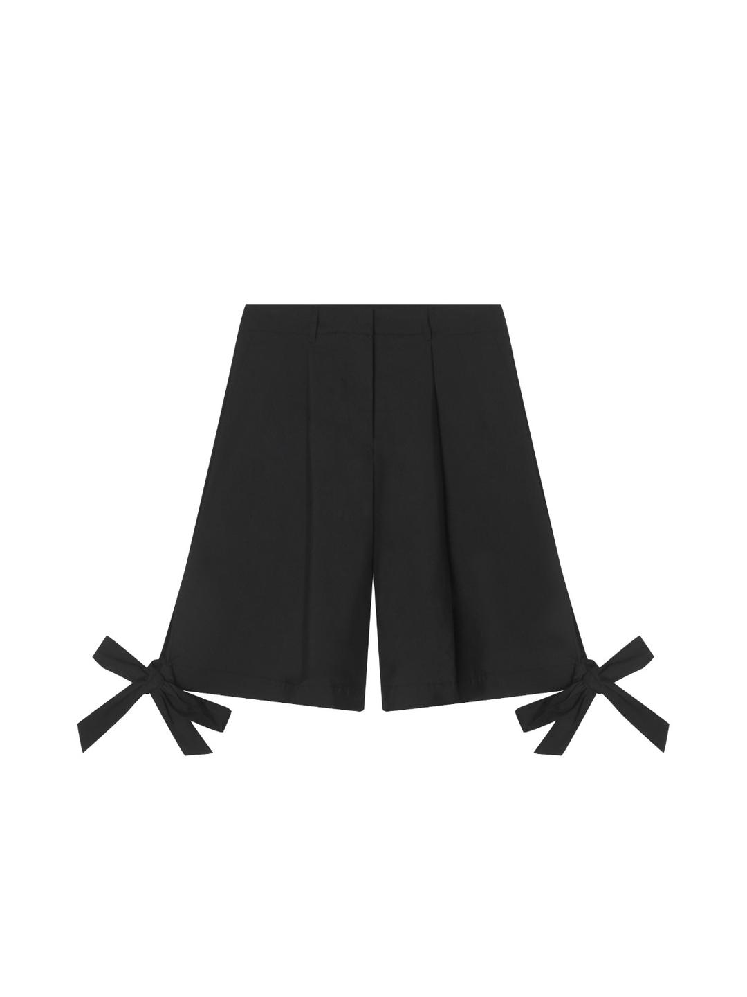 Big Ribbon Bermuda Pants - Black
