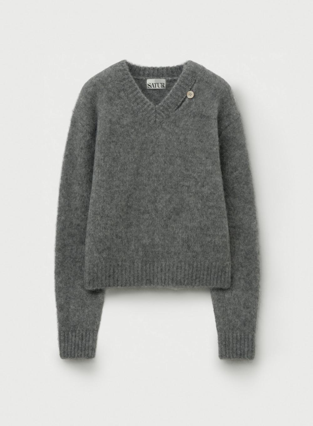 (W) Essen Two Tone Mohair Blend Knit - Melange Gray