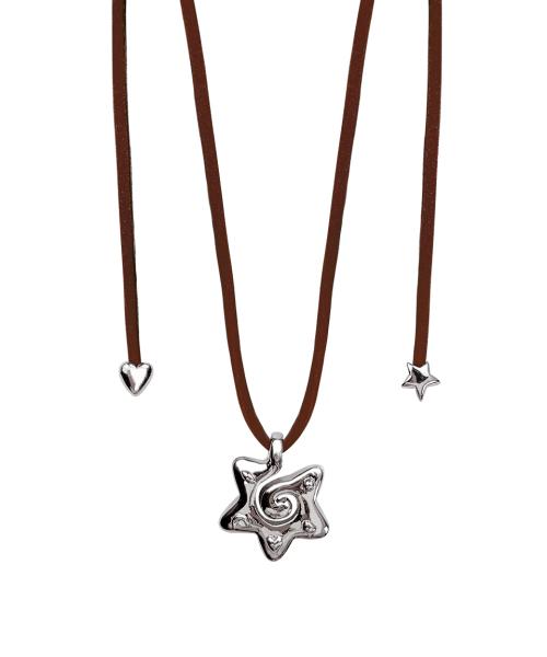 스터드 별 스웨이드 끈 초커 목걸이