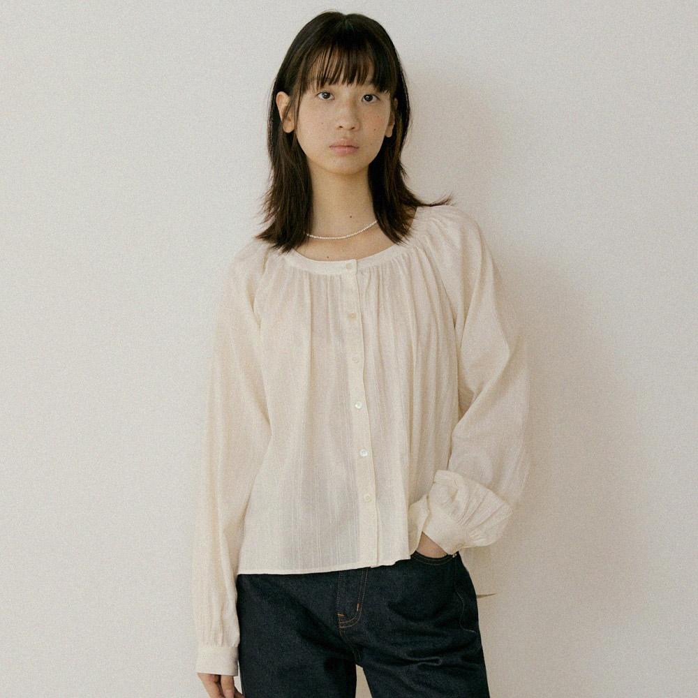 stripe shirring volume blouse (3color)