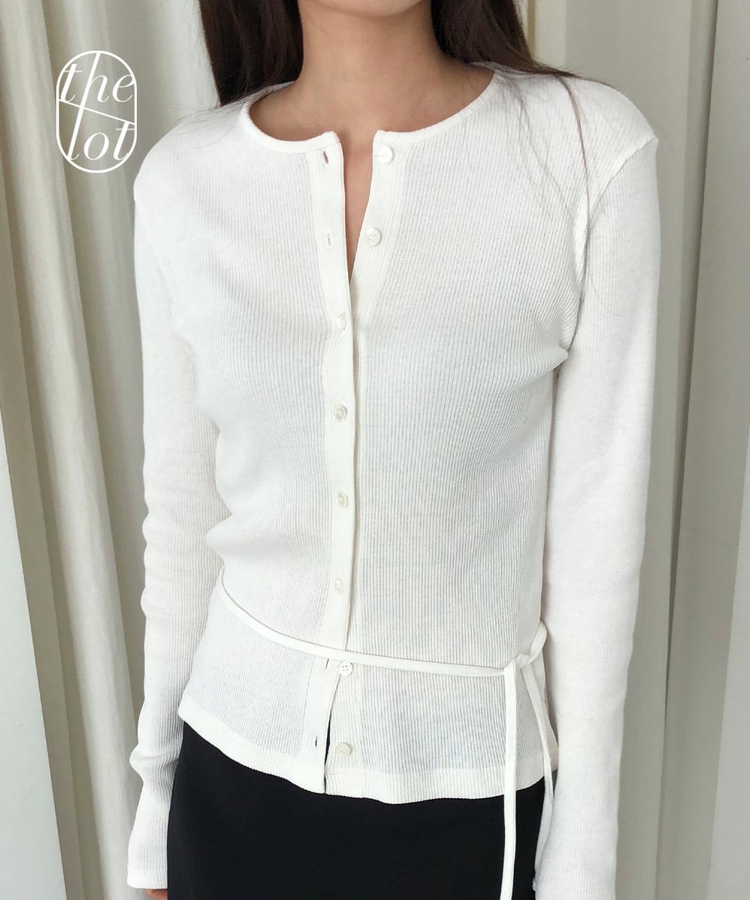 더롯 [founders] 파운더스 아르네 코튼 골지 스트랩 라운드넥 가디건 (2color) 슬림핏/벨트/타이/긴팔/이너/레이어드/데일리룩/출근룩/벚꽃룩/봄신상